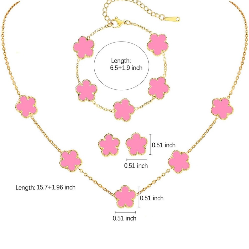 Elegant Pink Flower Jewelry Set